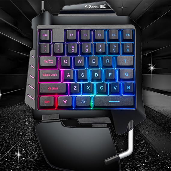 One Handed Gaming Keyboard 35 Keys One Handed Keyboard Slim USB Half Keyboards Gaming Keypad Mechanical Keyboards Small Mini RGB Backlight Key Board