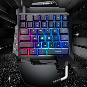 One Handed Gaming Keyboard 35 Keys One Handed Keyboard Slim USB Half Keyboards Gaming Keypad Mechanical Keyboards Small Mini RGB Backlight Key Board