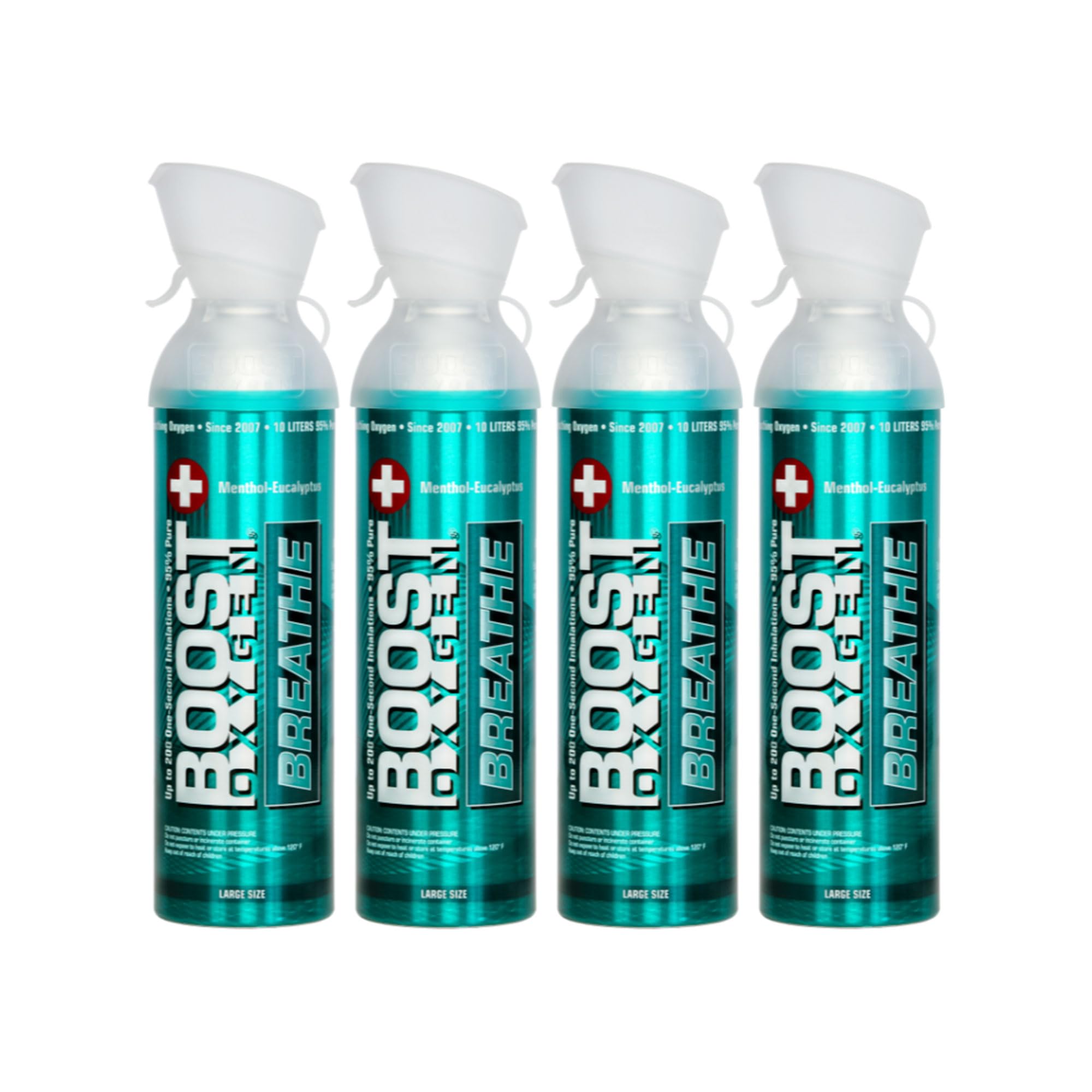 Boost Oxygen Portable Oxygen Cylinder with 95% Oxygen - 36L, 4x9L Oxygen Canister with Oxygen Mask for More Than 600 Inhalations - Portable Oxygen Can, Oxygen for Home use (Menthol-Eucalyptus Flavour)