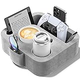 Couch Cup Holder Pillow, Sofa and Bed Caddy for iPad, Kindle, Switch, Game Controller, Remotes, Phones, Small-Sized Cup & Drink Holder for Couch, Bed, Desk, Car, Beach, Bathroom Cup Holder