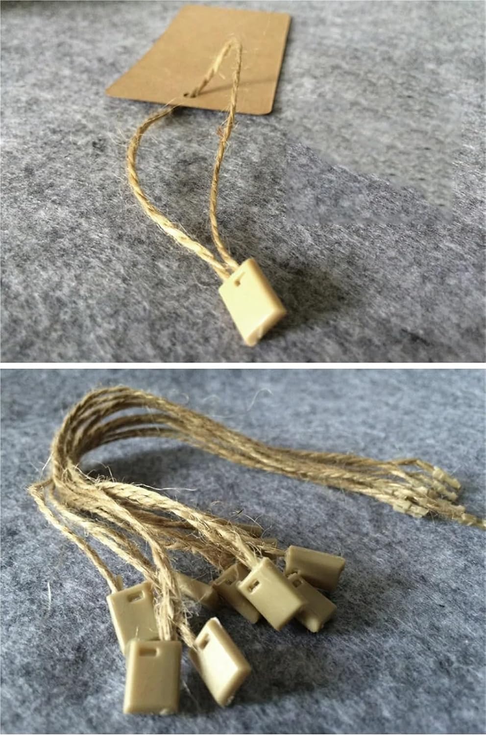 Hang Tag String 1000PC Natural Hemp String Tag Craft Jean Jewelry Vintage Price Hang Tags Flax Cord Snap Loop Lock Jute Rope DIY Accessories for Attaching Gift Tags