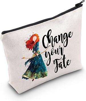 LEVLO Red Hair Princess Cosmetic Make Up Bag Princess Movie Fans Gift Chase Your Fate Fairy Tales Makeup Zipper Pouch Bag Chase Your Fate