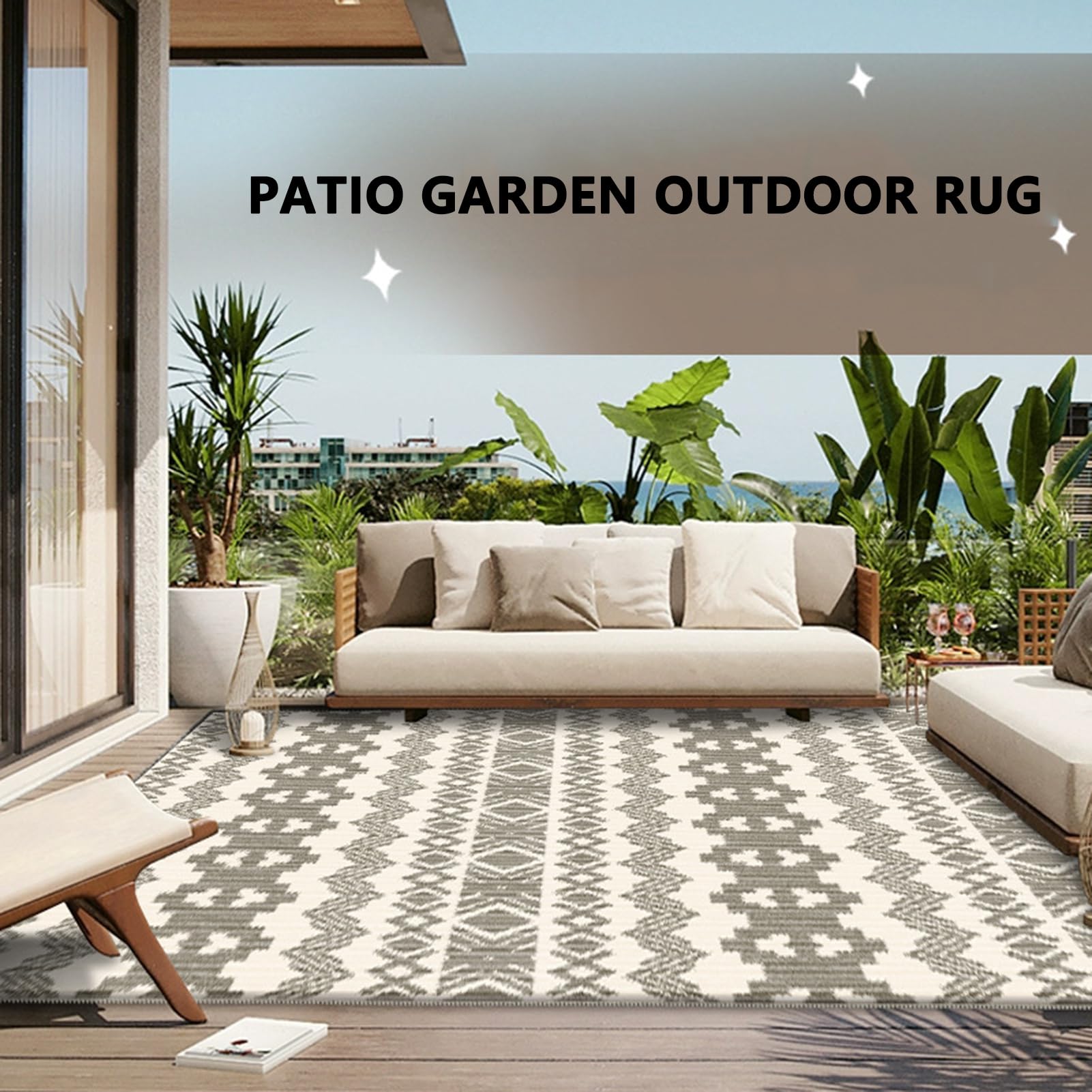 HGTRH Outdoor Patio Rug Waterproof Non Slip Washable, Rugs Outdoor Waterproof 5x7 - Image 2