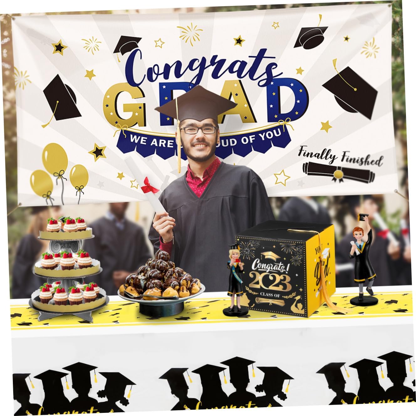 PRETYZOOM Graduation Card Box 2024 Graduation Party Decoration - Congrats You Did It Graduation Ceremony or Birthday Party Supply