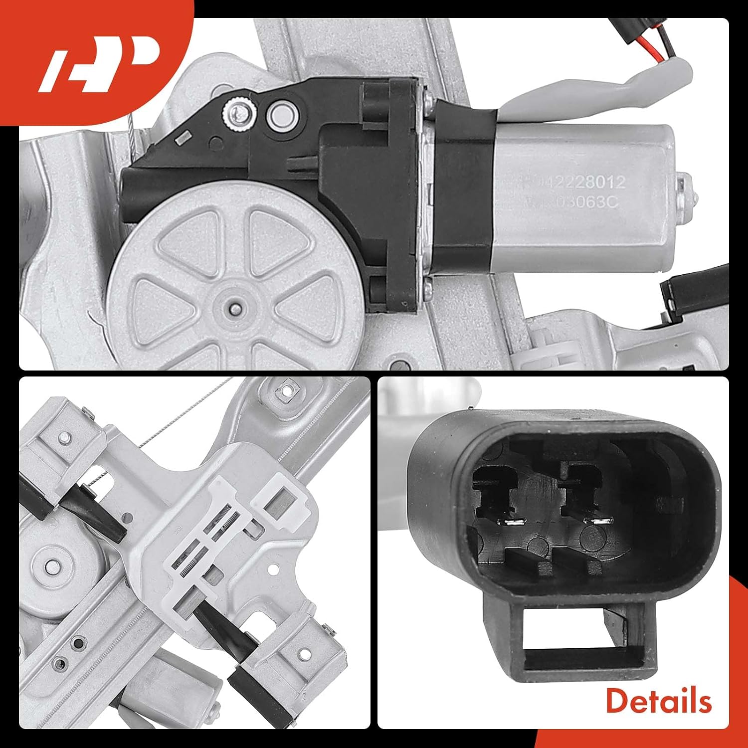 A-Premium Rear Passenger Side Power Window Regulator with Motor (2-Pin) | for Chevrolet Sonic 2012-2019 Sedan Hatchback