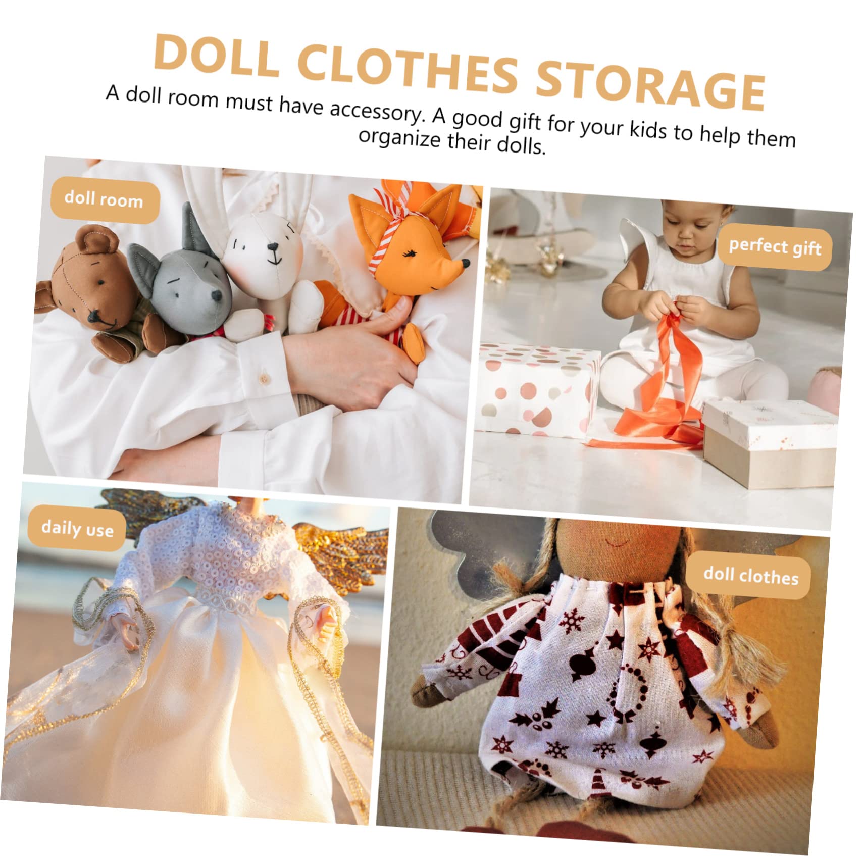 JOINPAYA Wooden Clothes Hanging Rack 20cm Double Layer Doll Clothes Wardrobe Storage Organizer