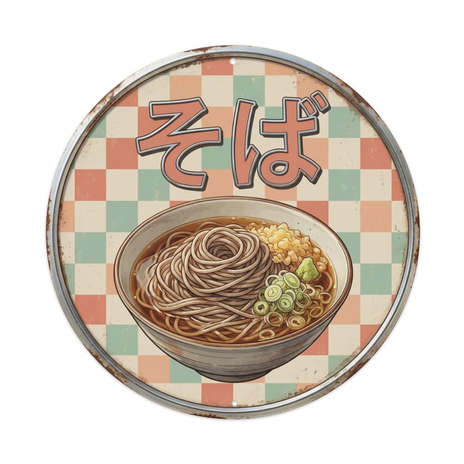 Cxhjca 8X8inch(20X20cm) Japanese Soba Buckwheat Noodles 1950S Style Tempura Metal Tin Sign