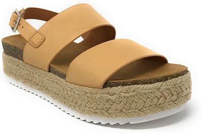 Amazon.com: JDKazoo Casual Trim Suela de goma Corcho Talón Alpargata  Flatform cuña hebilla tobillo correa abierta sandalias, beige, 6 : Ropa,  Zapatos y Joyería