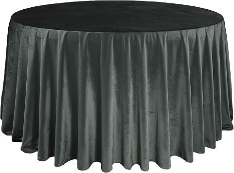 YOUR CHAIR COVERS - 120 Inch Round Velvet Tablecloth - Black, Linen Table Cloth for Standard Round Tables