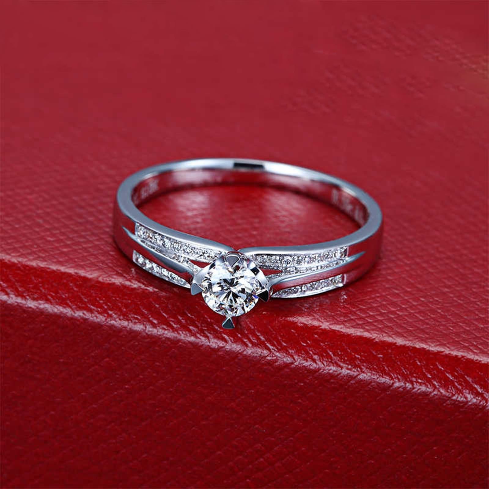 Epinki 950 Platinum/9K/14K/18K Weißgold Trauringe Echt Schmuck, Klassiker Eheringe Labor Erstellt Diamant, Ring Gold 750/585/ 375, Gr.47-70