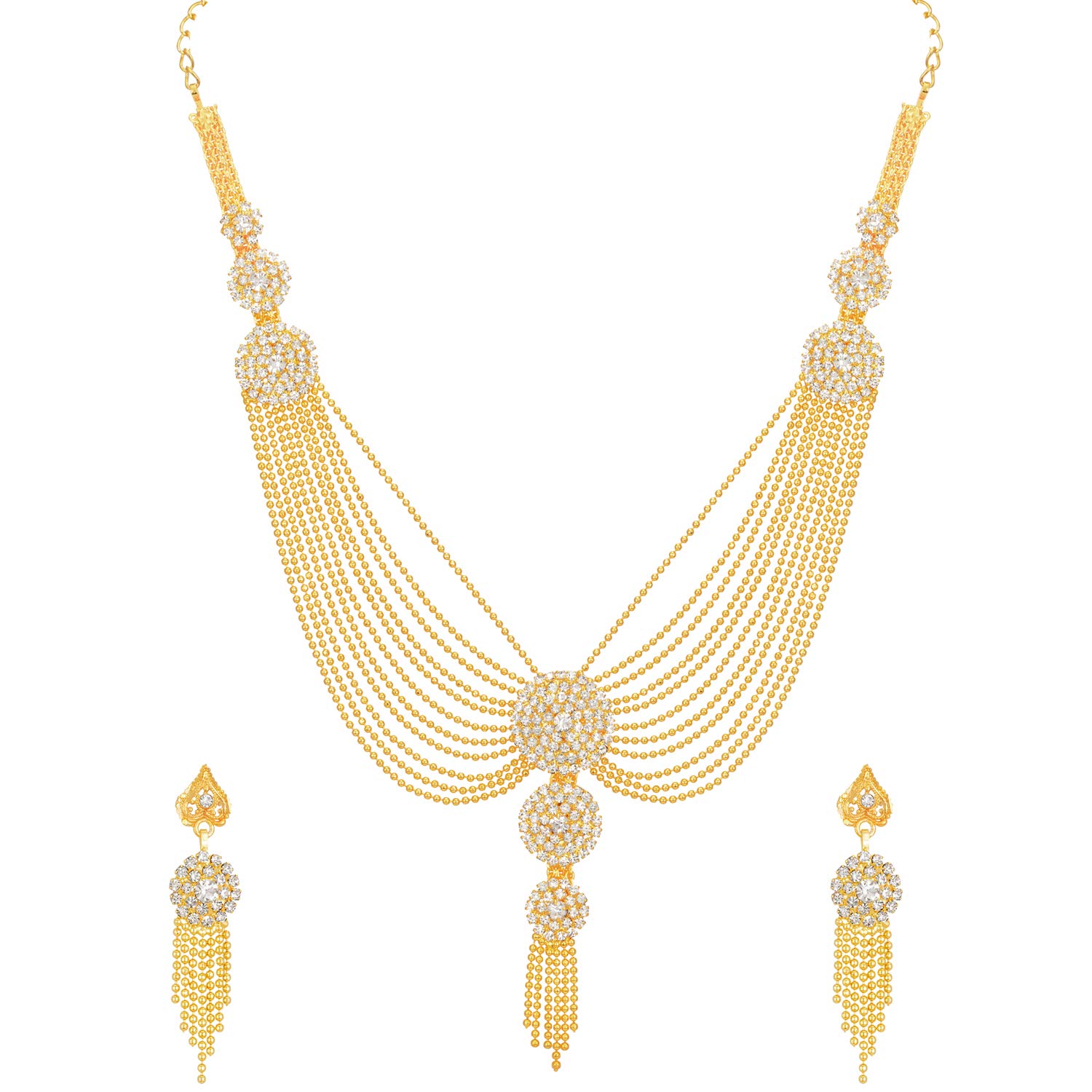 Shining Diva Fashion Latest Traditional Design One Gram Gold Plated Necklace Jewellery Set for Women (Golden) (11456s) (B08MK9N18B) Amazon Price History, Amazon Price Tracker