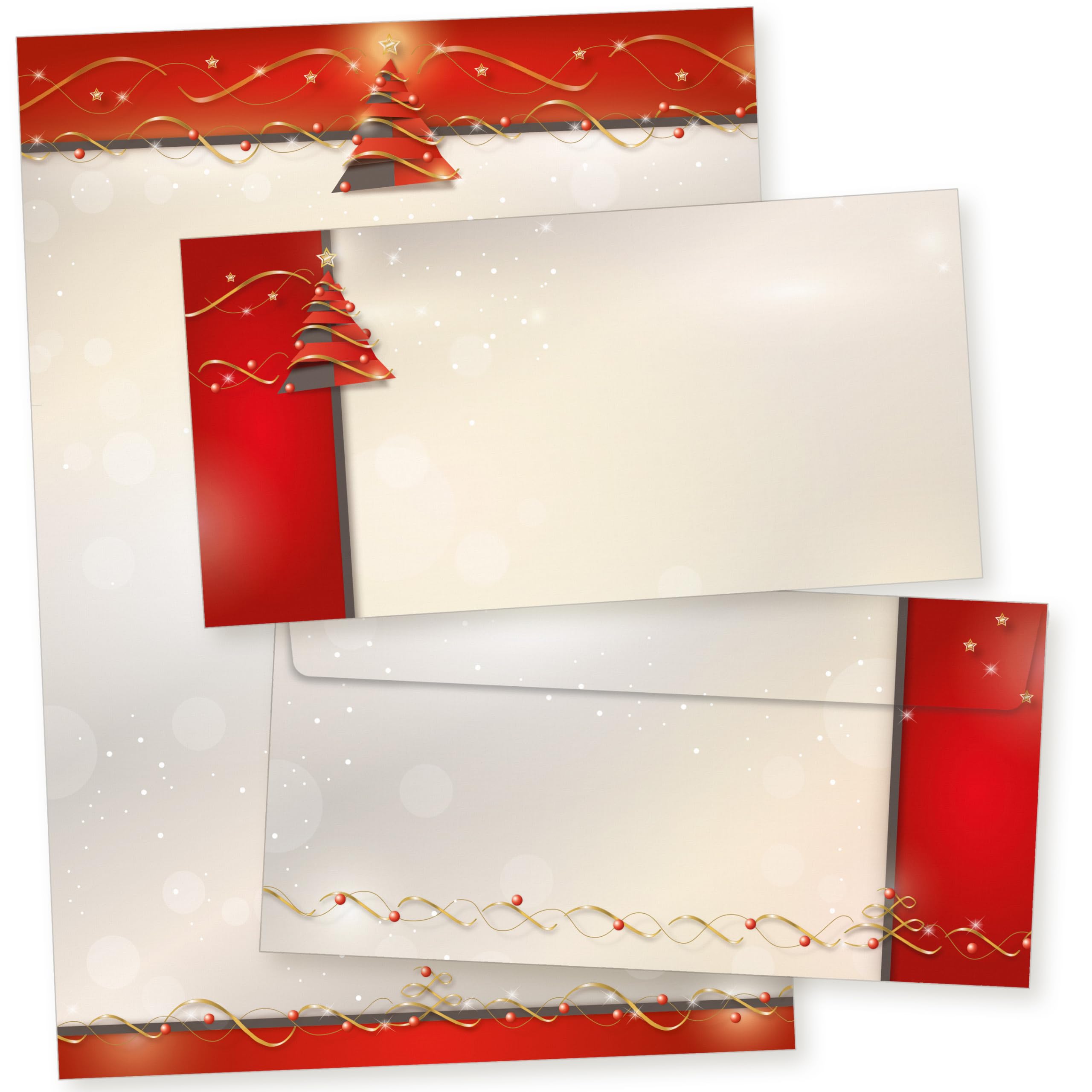 Avantgarde 250 Sets Weihnachtsbriefpapier mit Umschlag ohne Fenster Weihnachtspapier A4 Briefpapier Weihnachten