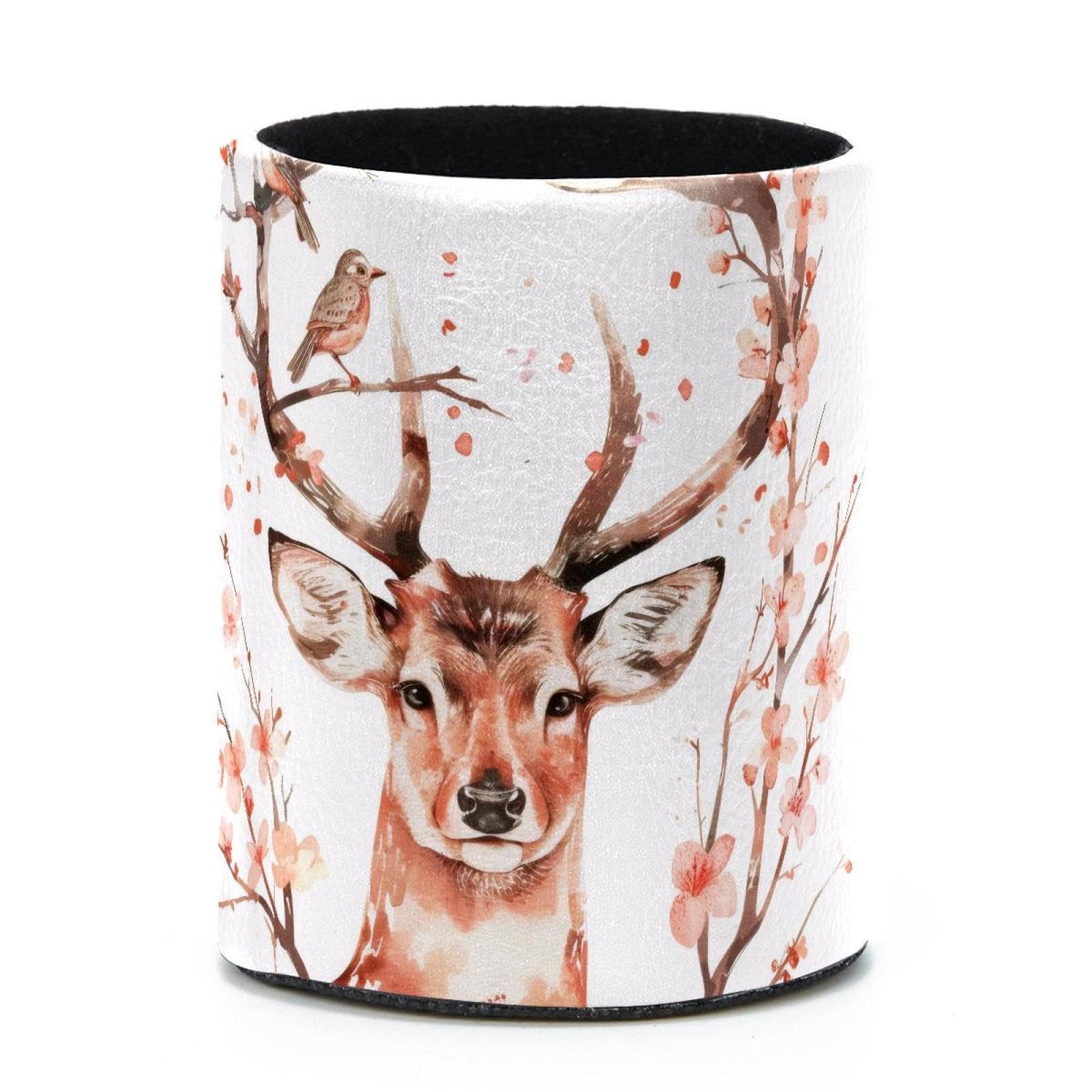 VAPOKF Round Pencil Holders for Desk, Watercolor Deer Pen Holders Pen Pot Makeup Brushes Storage Desktop Stationery Supplies Organiser for Home Office