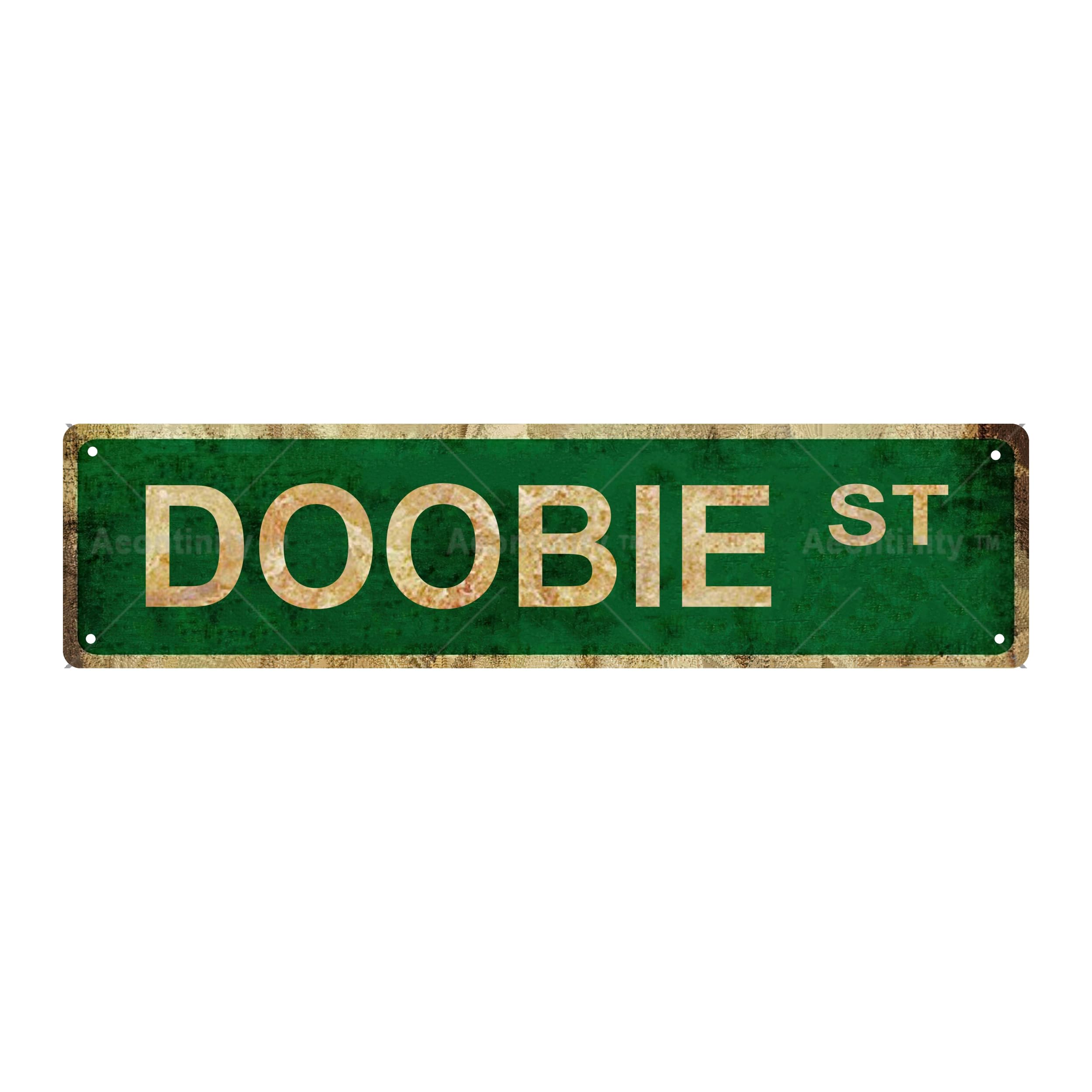 Yaasimoule Metal 1Pc, Doobie St" Funny Tin Sign (15.75" X 3.94" / 40 X 10Cm), Novelty Street Sign,