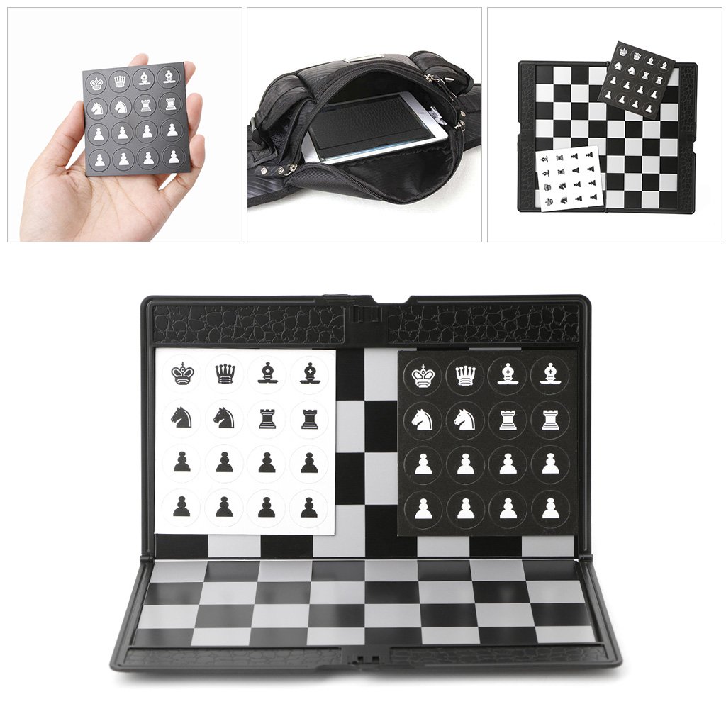 Acquista Set di scacchi pieghevoli magnetici in legno con interno da gioco in feltro per riporre gli scacchi grandi per principianti per bambini adulti 39 cm * 39 cm in Italia a