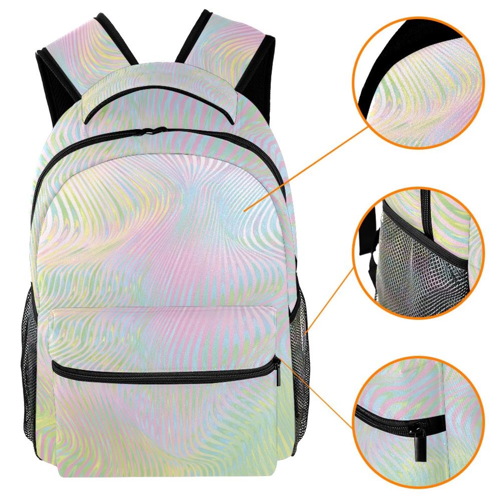 Zaino scolastico per uomini e donne, con linee colorate, da viaggio, per computer portatile, leggero, zaino casual per libri