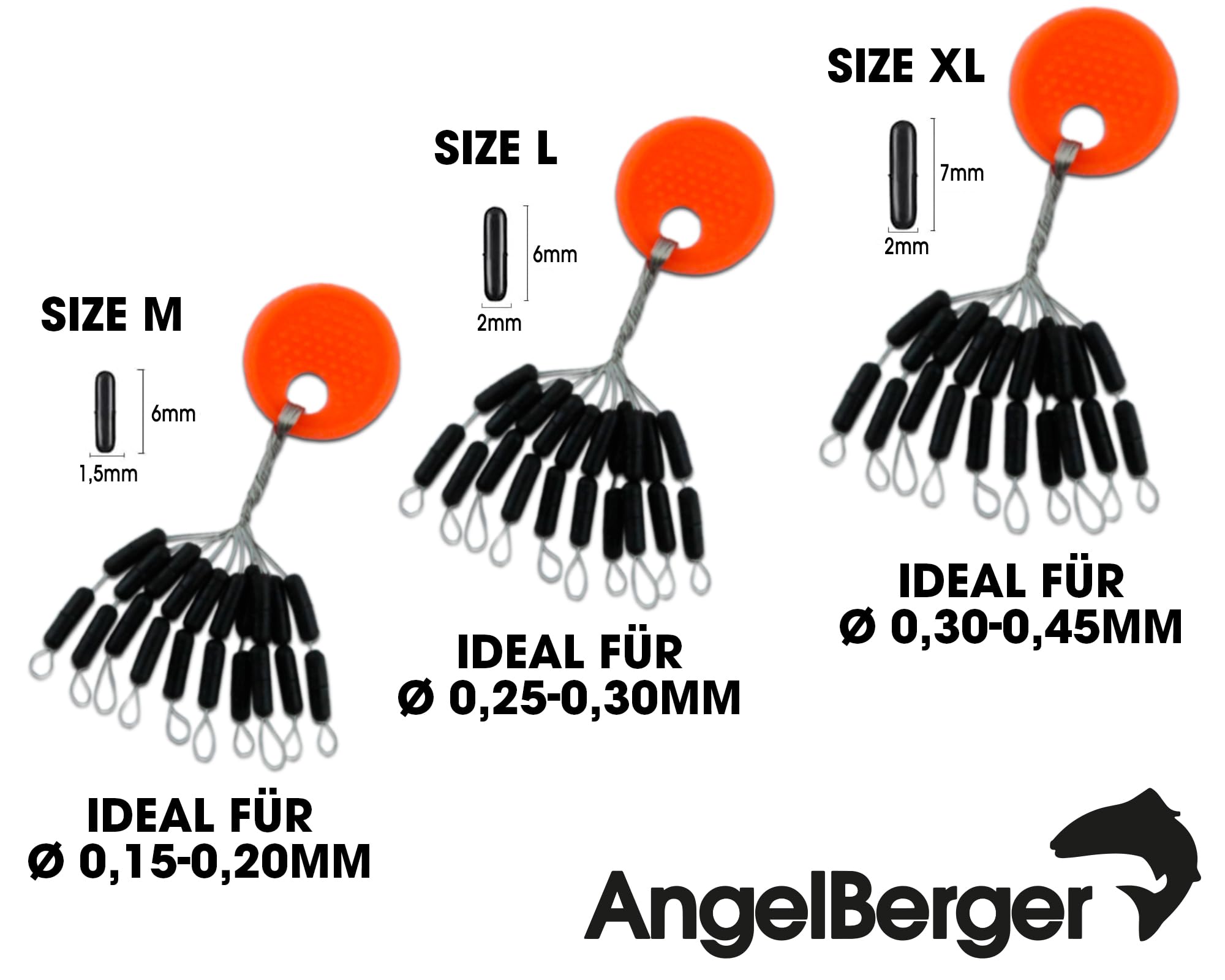 Angelshop Berger - Juego de anillas para cebo (silicona)