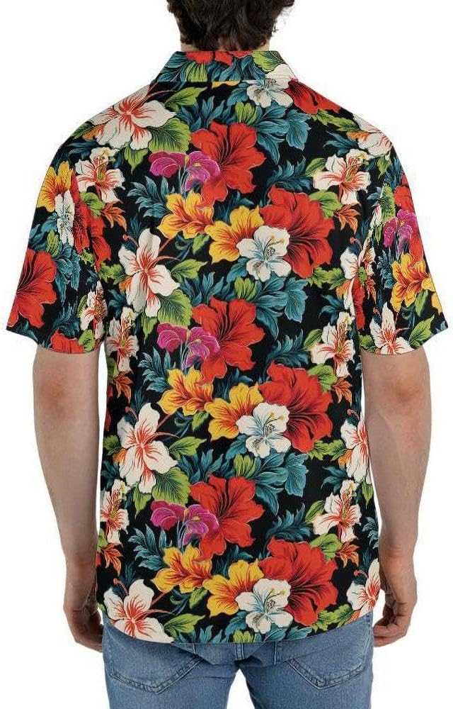 GyftWear Hawaiian Polo Shirts for Men Tropical Floral Moisture Wicking Short Sleeve Golf Shirt