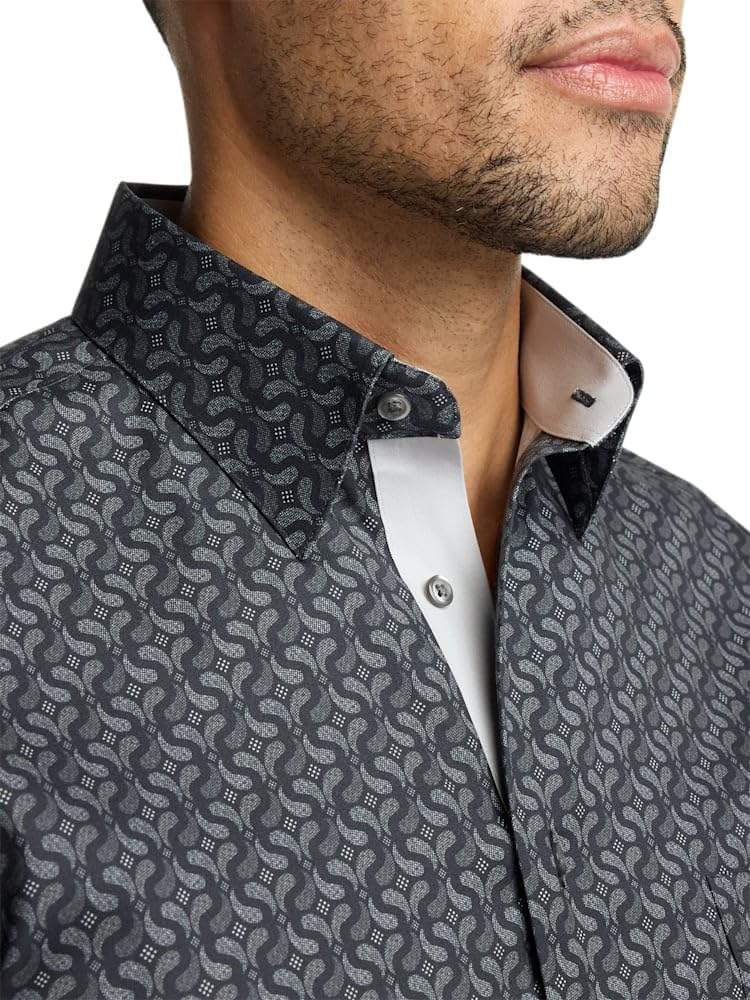 Paul Fredrick Men's Classic Fit Comfort Stretch Non-Iron Deco Dress Shirt