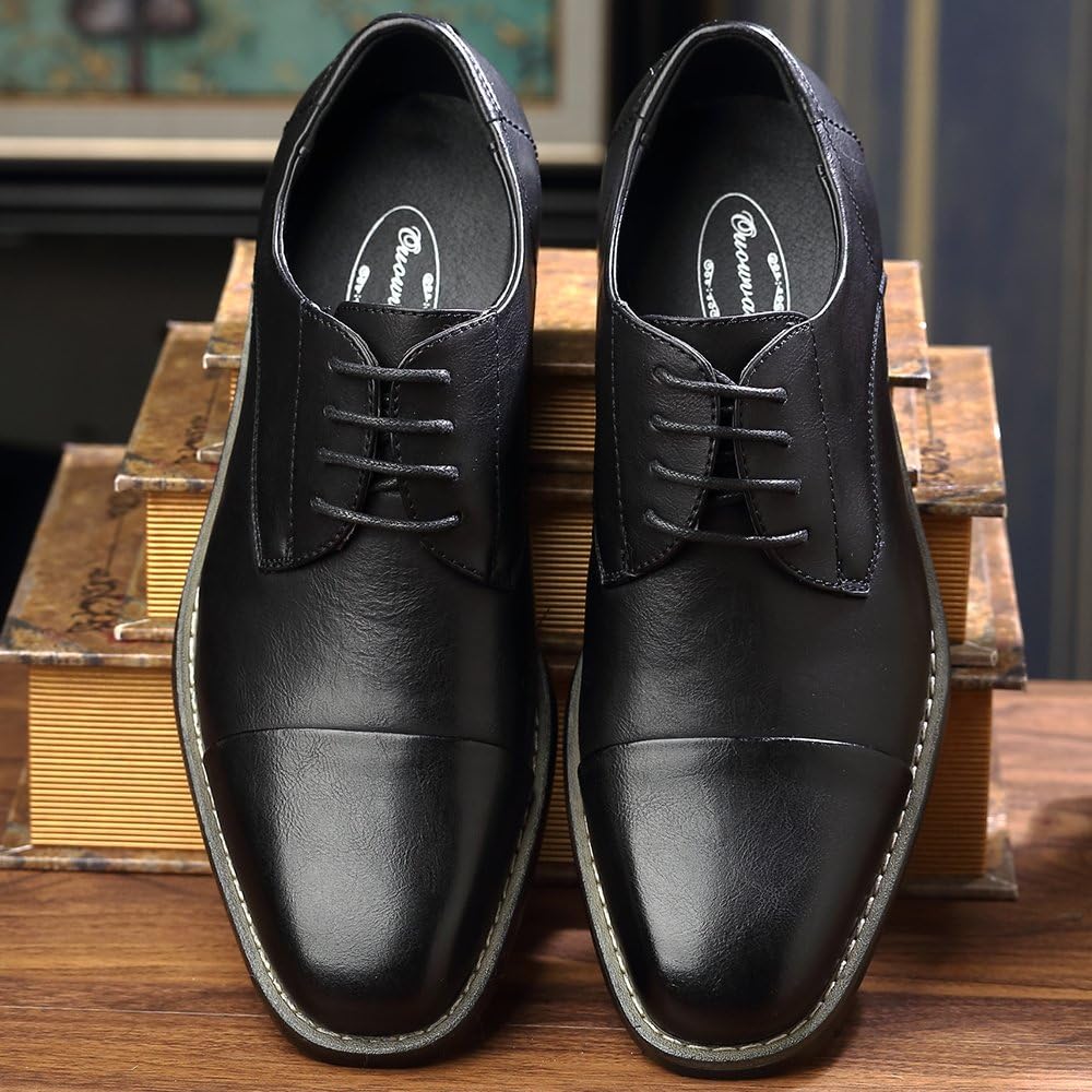 OUOUVALLEY Men's Classic Modern Oxford Wingtip Lace Dress Shoes (15 D(M) US, OUOU-002Black)