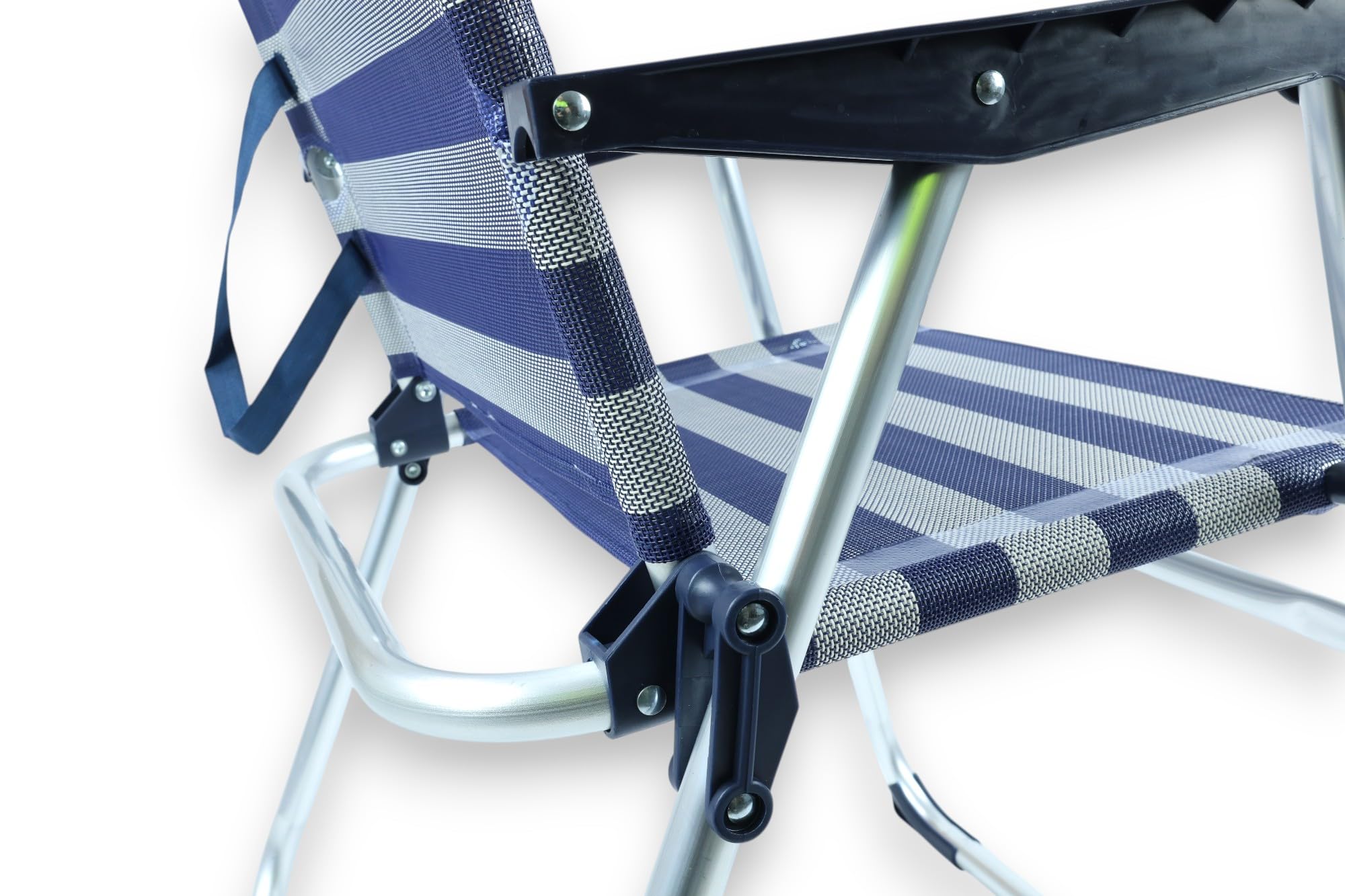 HERSIG - Silla de Playa Plegable de Aluminio con Asa, Estructura Reforzada y Tejido Anti-Desgarro para Relax en Exterior con Respaldo (Azul)