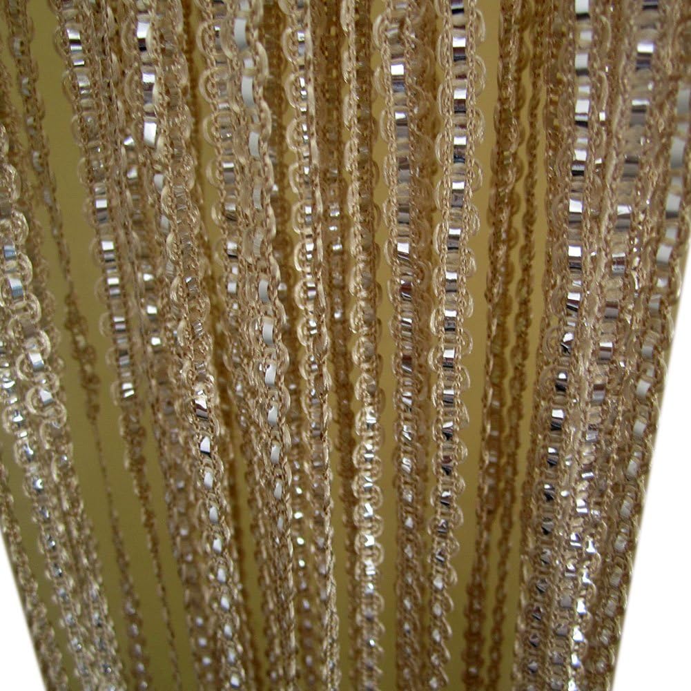 ZiDeTang Glitter String Door Curtain Divider Tassel Panel Color Champagne