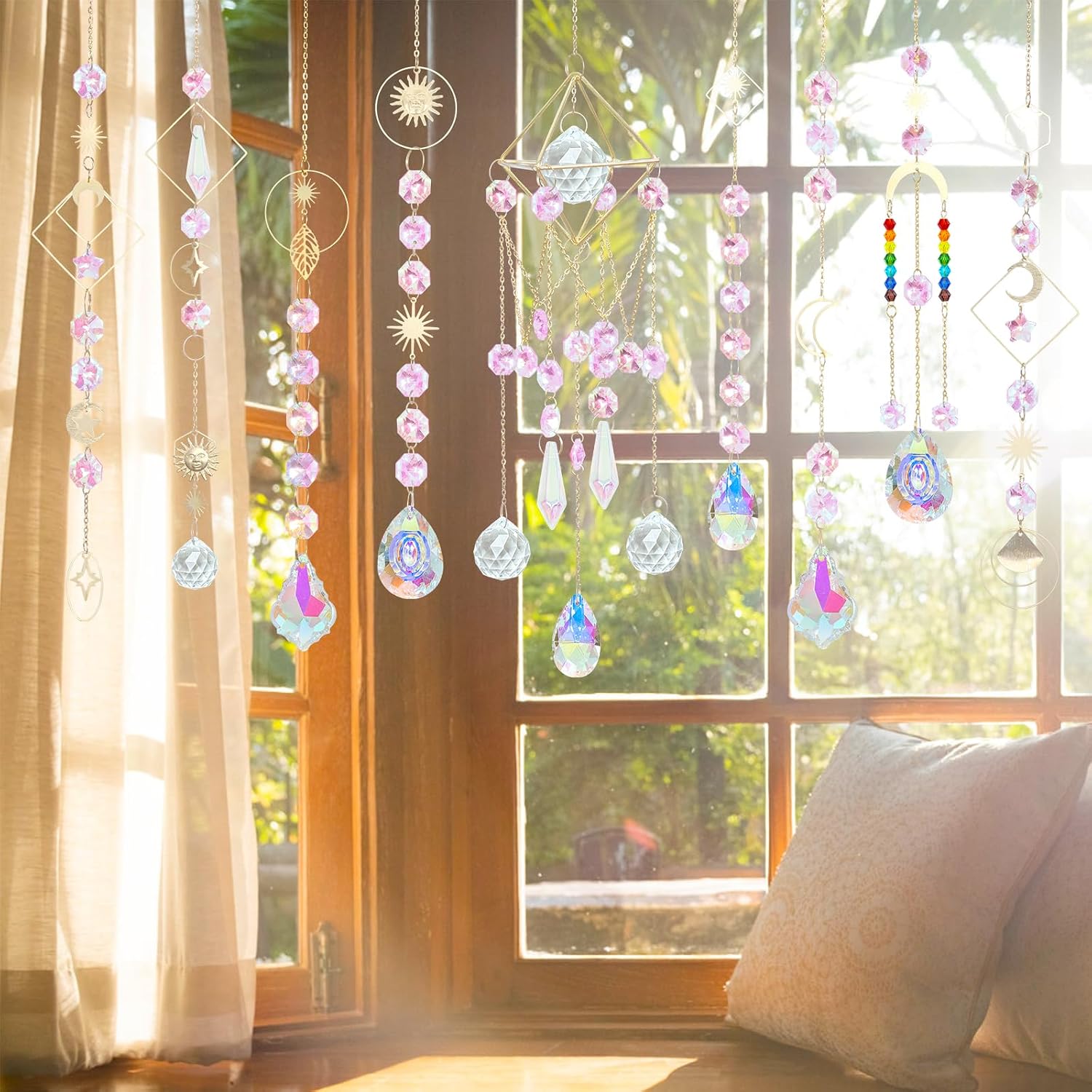 UXORSN Suncatcher Making Kits 400 pcs Crystals Sun Catchers Making Supplies Kit for Adults with Chain Hanging Prism for Window Indoor Outdoor Garden Wedding Party Gift Decor
