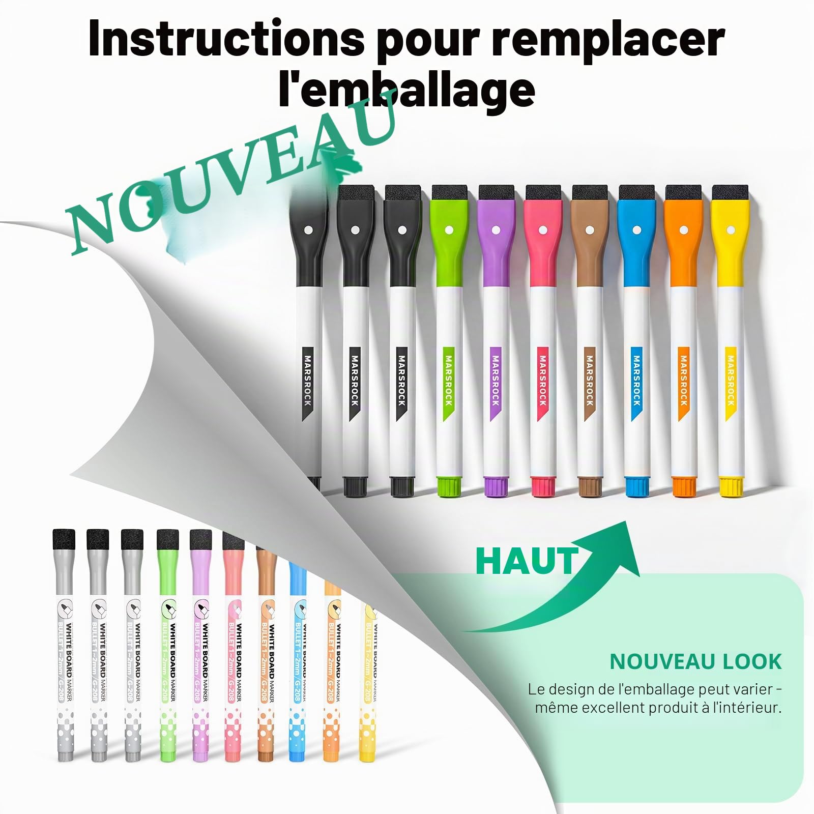 Marsrock Tableau blanc effaçable à sec avec support, tableau blanc hebdomadaire double face 40,6 x 30,5 cm, 10 marqueurs, 6 aimants, 1 gomme, tableau blanc portable pour planification, tableau blanc