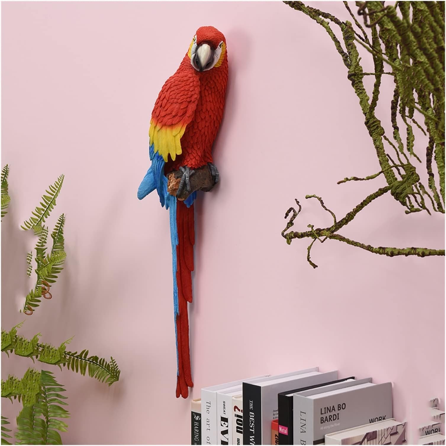 Home Metal Wall Decor, Simulation Parrot Wall Decoration 3D Three-Dimensional Wall Hanging Decor, Creative Wall Pendant Bar KTV Bird Statue Gift for Living Room Bedroom Background