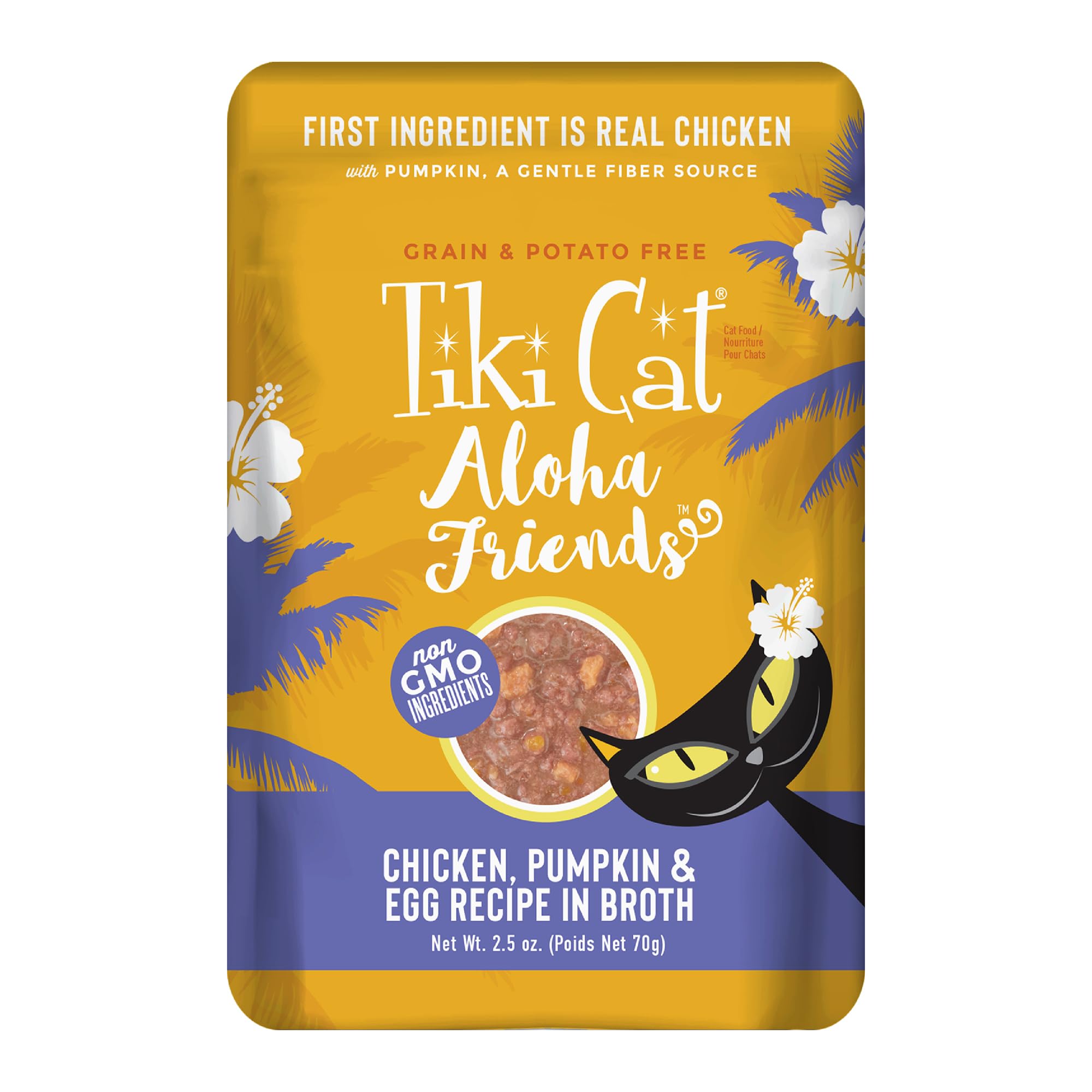 Tiki Cat Aloha Friends, Chicken, Pumpkin & Egg, Grain-Free & High Moisture, Wet Cat Food for All Life Stages 2.5 oz. Pouch (12 Count)
