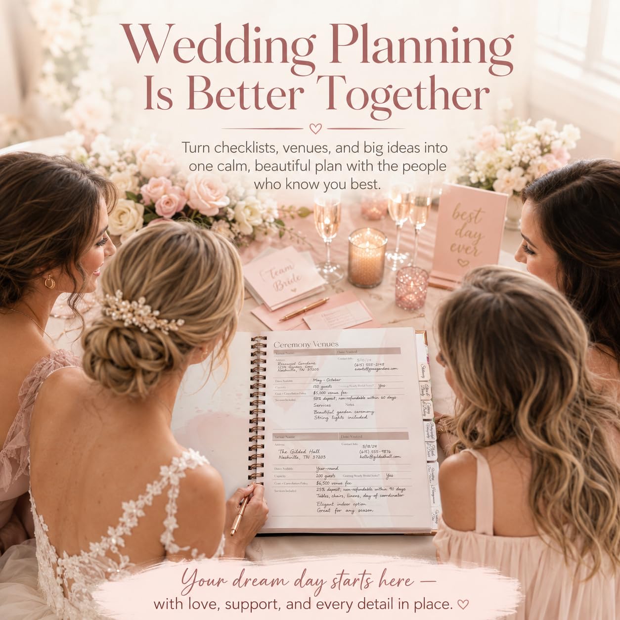 Hochzeitsplanerbuch und Organizer für die Braut – Hochzeitsplaner, Hochzeitsplaner, Buch, einzigartiges Verlobungsgeschenk für frisch verlobte Paare – Hardcover Brautplanung Hochzeitsnotizbuch 27,9 x