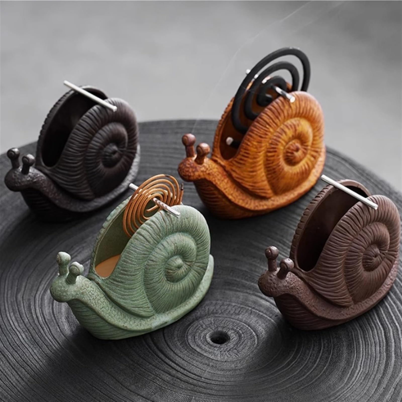 Support à Encens En Céramique Forme Escargot - Décoratif Et Pratique Pour Bobines Anti-moustiques, Intérieur Et Extérieur - 7