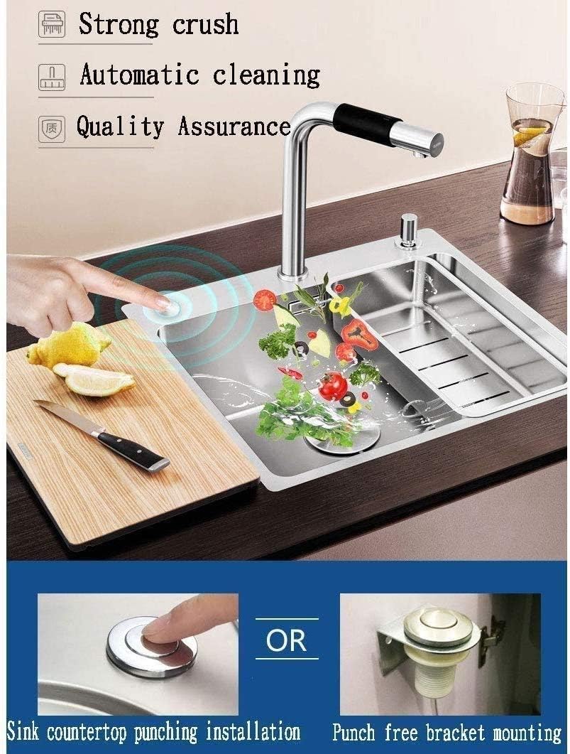 Garbage Disposal with Power Cord Household Garbage Disposer Continuous Feed Kitchen Food Waste Disposer Stainless Steel Grind System