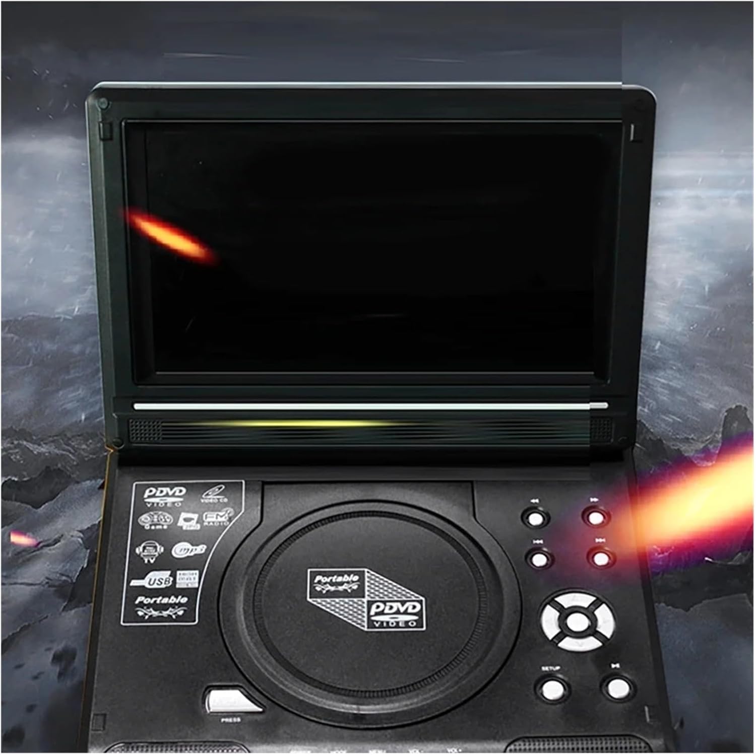 ミニポータブルDVD CD EVDプレーヤー デジタルデスクトップスマートTVプレーヤー リモコン付き 270&deg;回転スクリーン 旅行