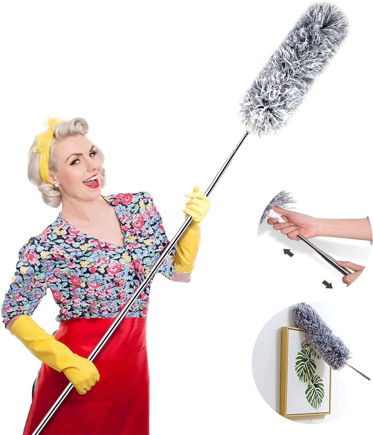 Microfiber Duster for Cleaning with Telescoping Extension Pole 30 to 100" Extendable for Cleaning High Ceiling Fan,Blinds, Baseboards,Cars Home improvment dusting Brush for Home Cleaning (B0CQ2XGYHQ) Amazon Price History, Amazon Price Tracker