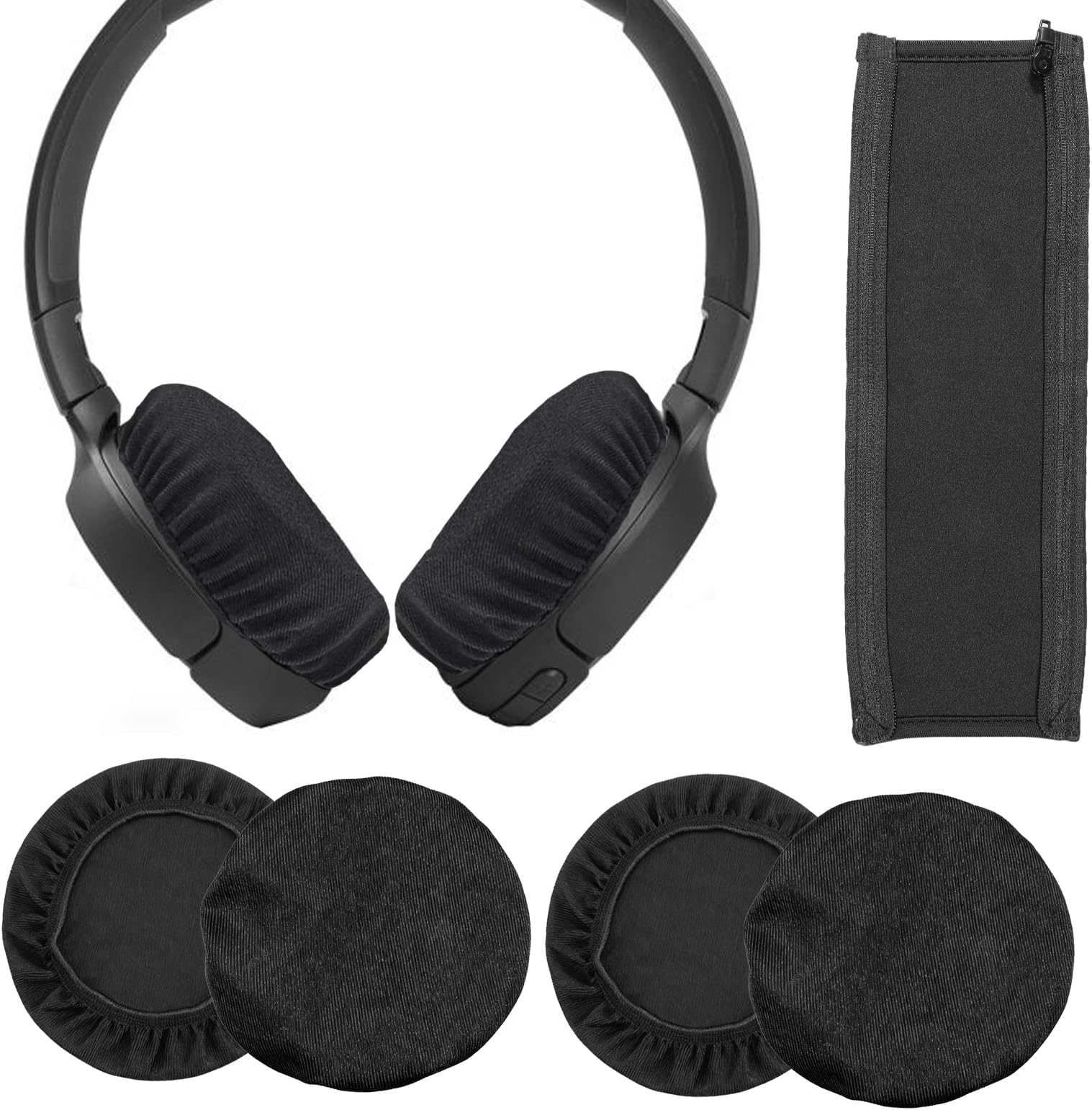 5Pcs Headphone Earpad Covers Headphone Sweat Mesh Headphones Covers Washable and Stretchable Ear Pads Protectors for Gym Libraries, Studying Gaming Fit 3.94" Ear Pads (Black)