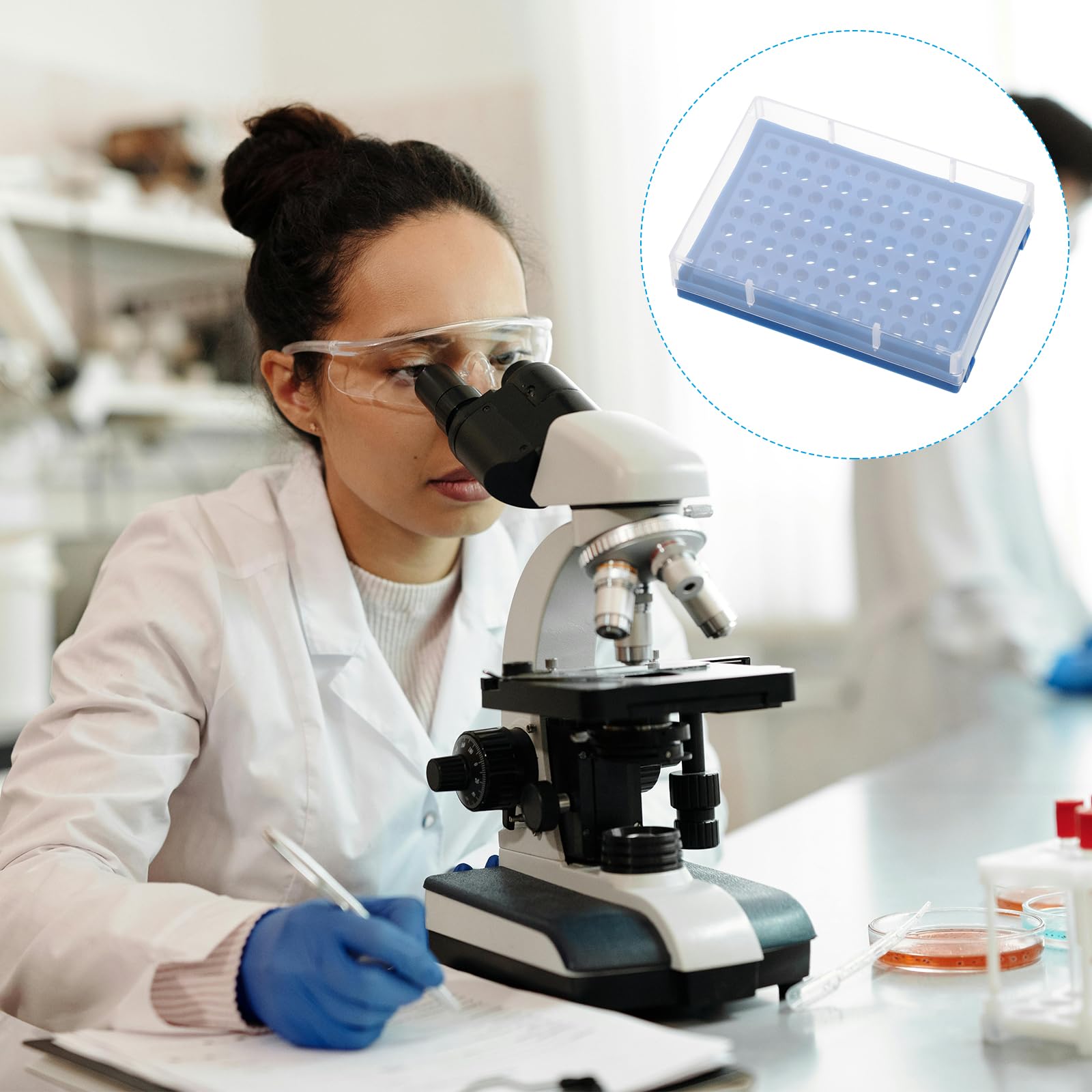 PATIKIL 96-Well PCR Tube Rack Für 0.2ml Teststreifen Röhrchen 4 Stücke Wasserdichte Röhrchen Füllschale Zentrifugenröhrchen Halter Blau