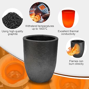 Nelyrho #12 (26.4lbs-12kg) Premium Graphite Crucible with 2-Pack 2.2lbs Graphite Ingot Molds for Melting Casting Refining Aluminum, Gold, Silver, Copper, Brass, Withstand High Temperature 1800C/3272F
