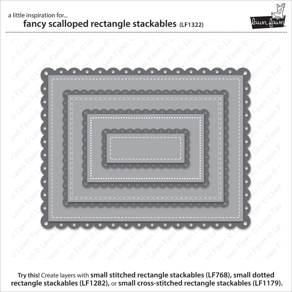 Lawn Fawn Lawn Cuts Custom Craft Die - Fancy Scalloped Rectangle Stackables (LF1322)