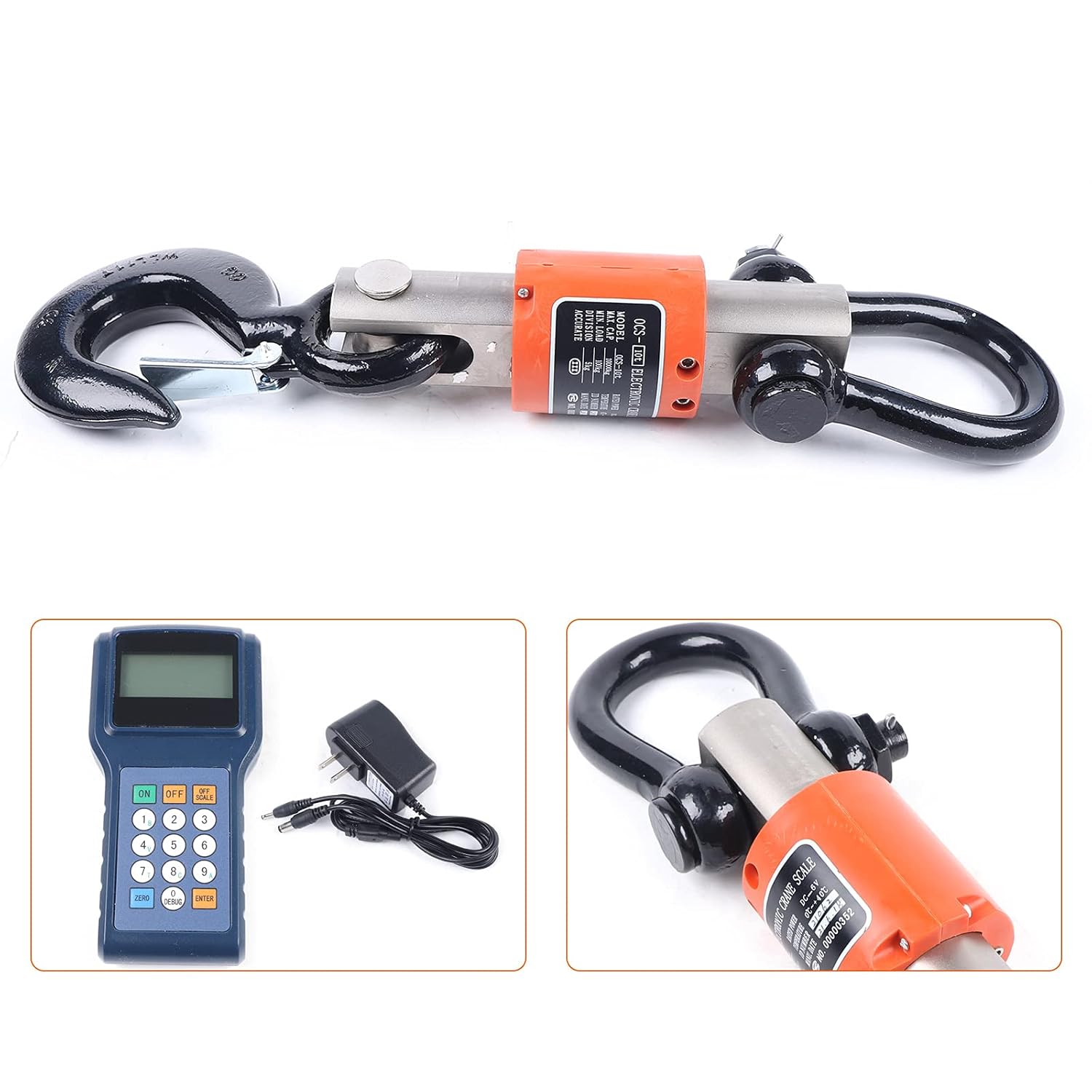 10000kg 10T HD Wireless Electronic Digital Hanging Crane Scale W/Handheld Meter Industrial Heavy Duty Crane Scale with LCD Backlight & Unit Change