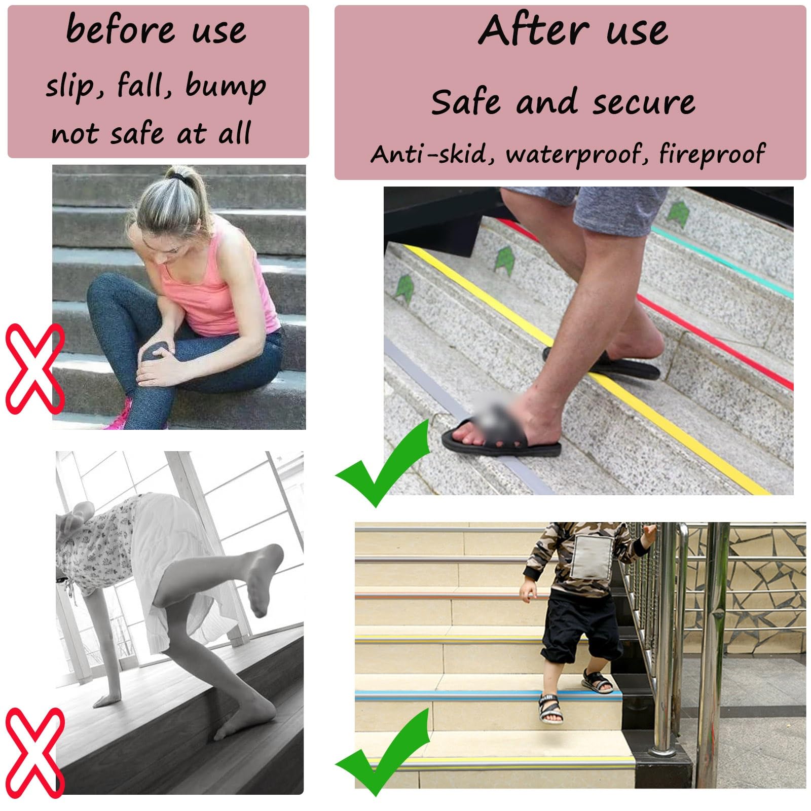 5m Tiras Antideslizantes Para Peldaños, Forma De L Tiras Antideslizantes Autoadhesivas, Antideslizante De Borde Escalonado, Material De Pvc, Adhesivo Y Antideslizante, Apto para Escaleras ( Color : Gr