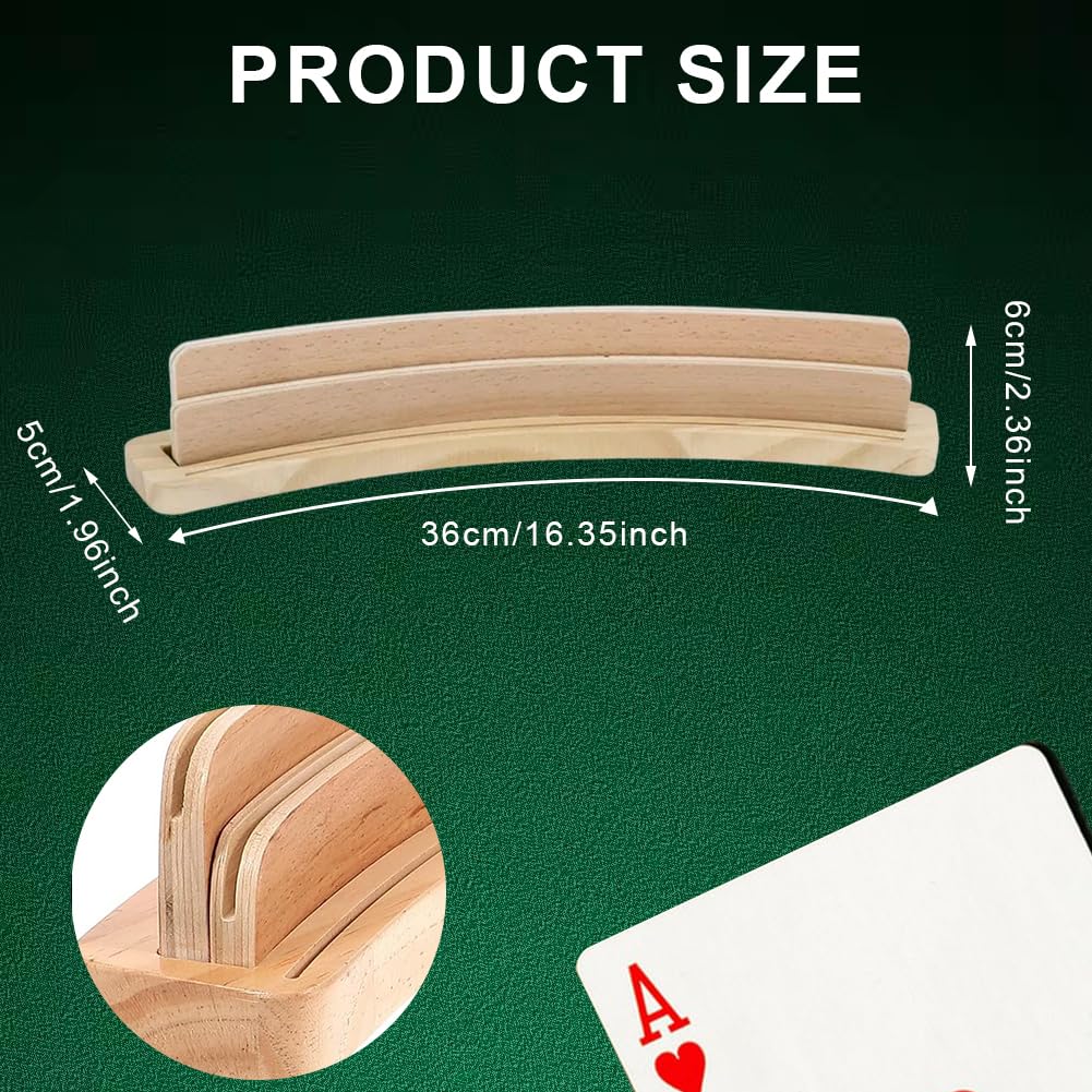 Ruioomeep 3-tier wooden playing card holder, hands-free card holder for children seniors and adults, Larghezza: 5 cm, Lunghezza: 35 cm - Image 2
