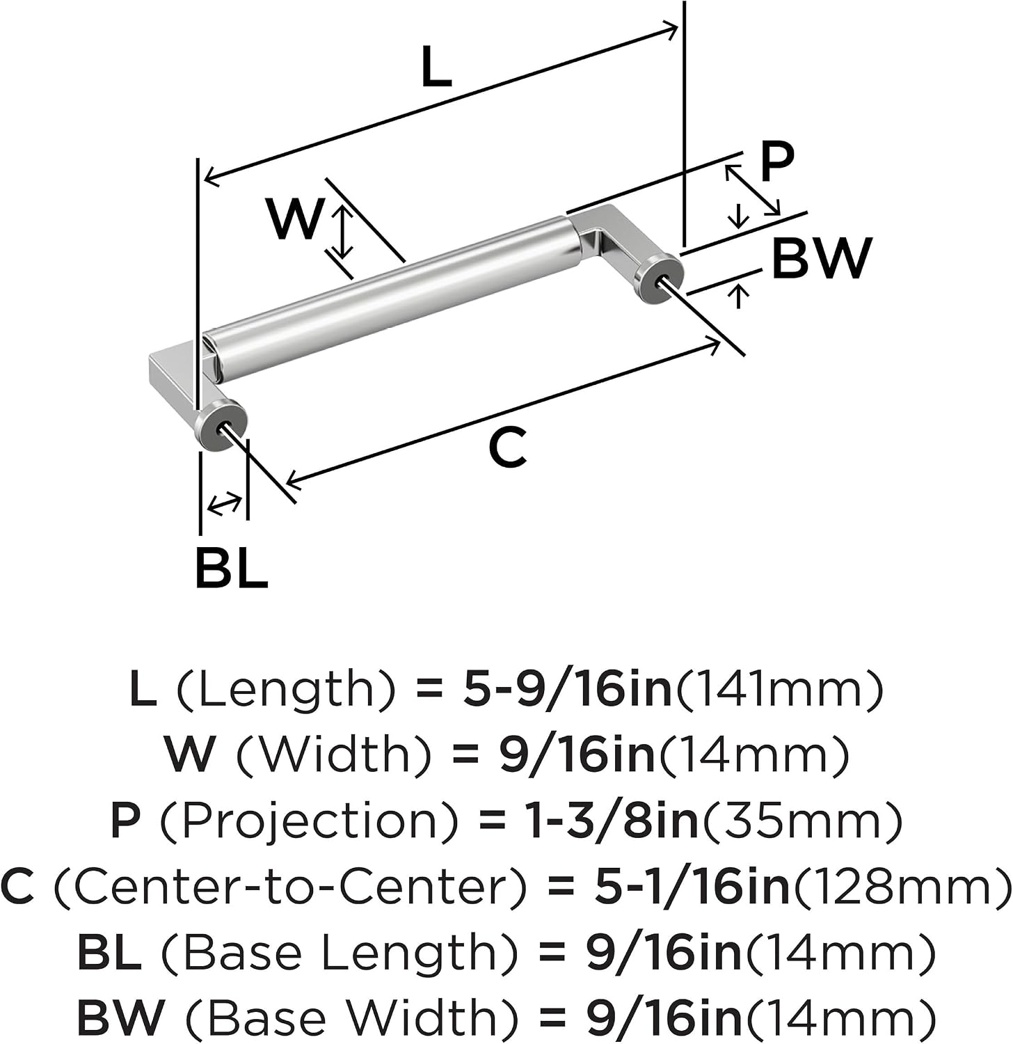 Amerock Balon 5-1/16 inch (128mm) Center-to-Center Polished Chrome Cabinet Pull, BP3748426