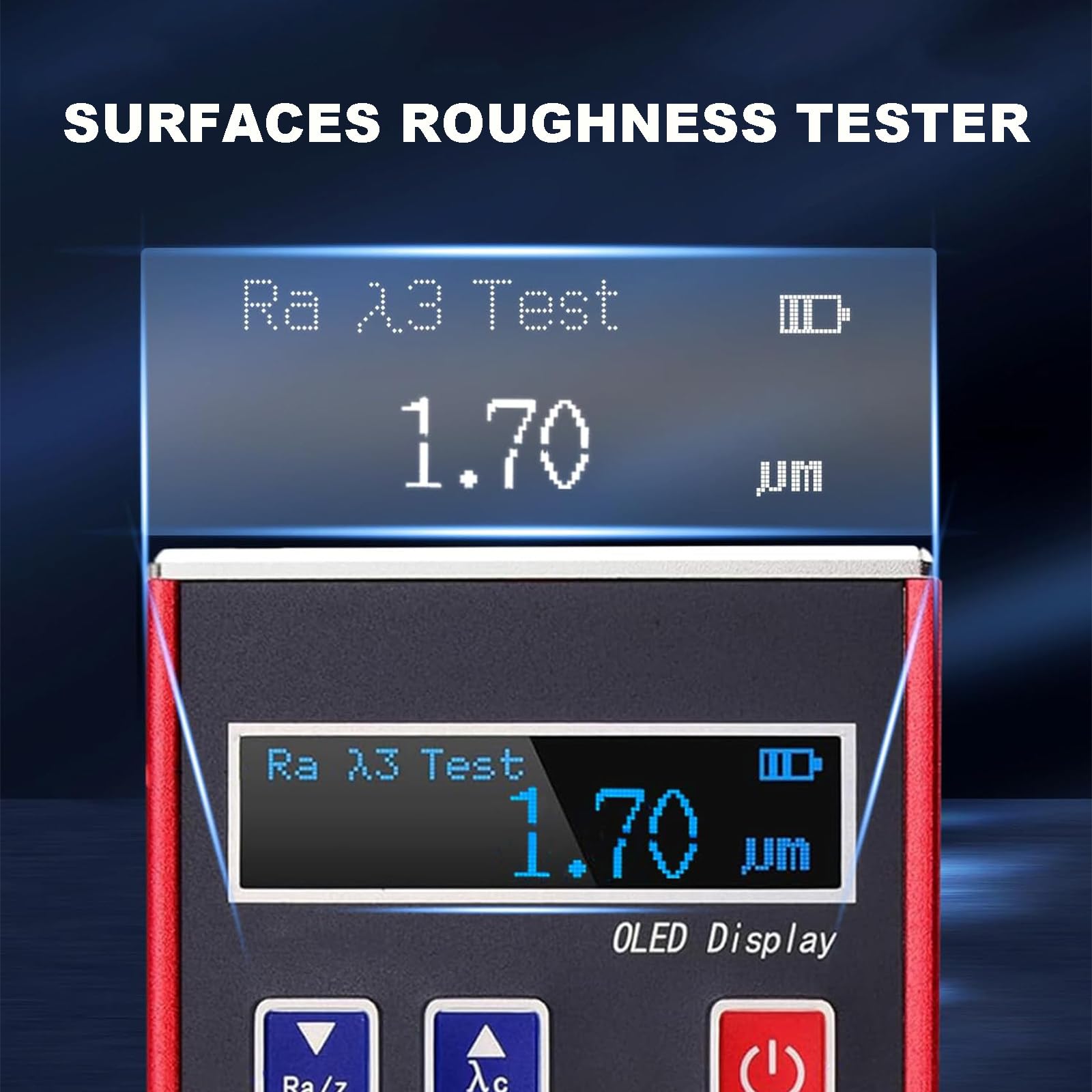 Misuratore del tester di rugosità delle superfici, profilo digitale per la misurazione di rugosità di superficie Ra 0.05 a 15.0um, Rz 0.1 a 50um, visualizzazione in tempo reale