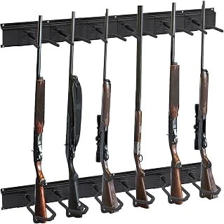 1 Metal Gun Rack Adjustable Gun Rack Wall Mount Steel Indoor Gun Mounts for Wall 6 Slots Gun Shelf Holder Black Rack Display Stand with Soft Padding for Walls Doors Storage Accessories Gifts - Gisafai
