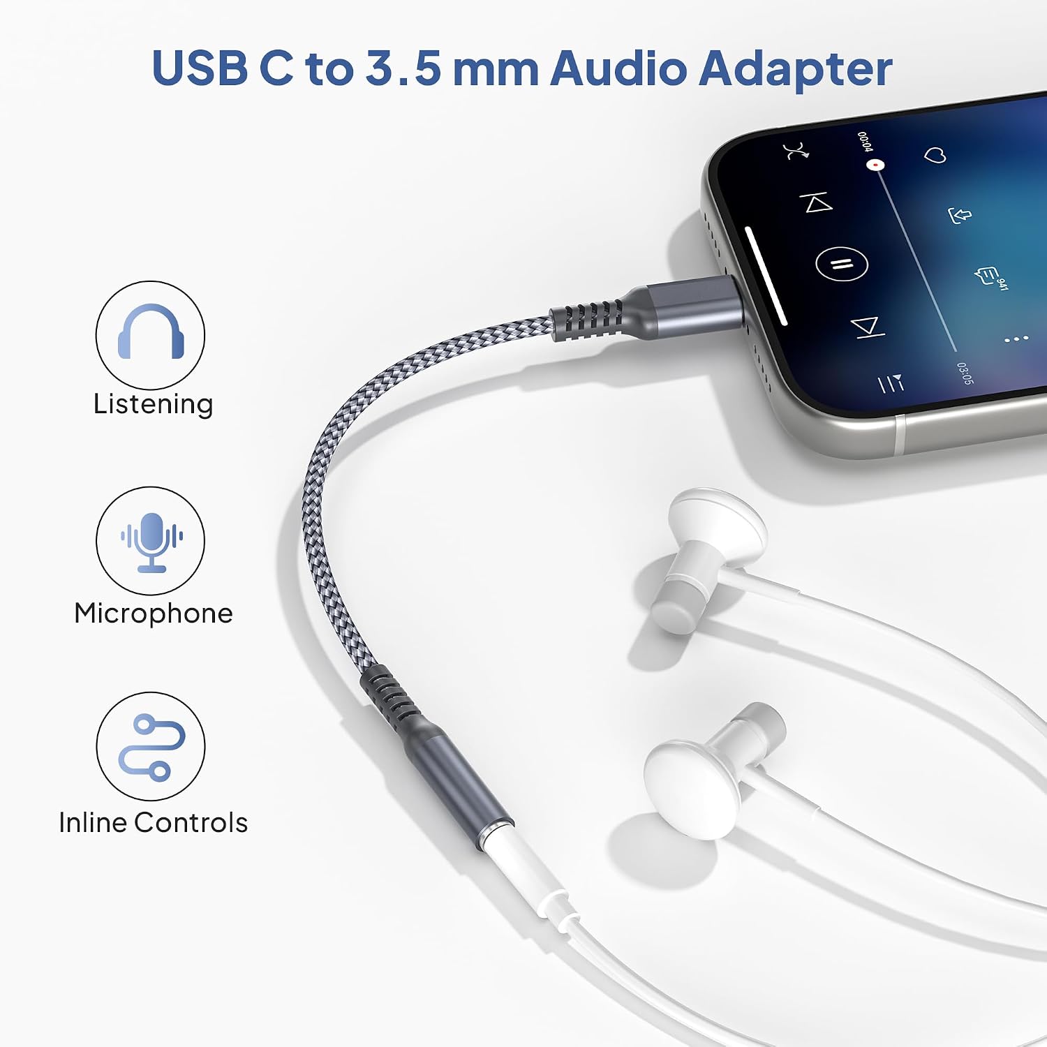 Elebase iPhone 17 17e 16 Pro Max Headphone Adapter 0.6FT,USB C to 3.5mm Aux Audio Converter,Type C to 1/8 Inch Auxiliary Jack for New Apple 17 Air 16 16e 15 Plus,iPad mini 7 6 Air,Galaxy S26 S25 S24