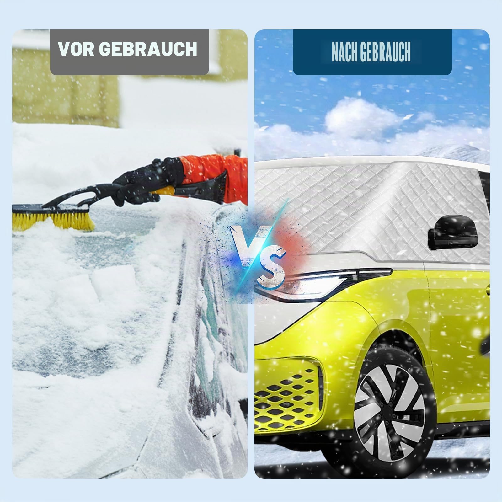 Frontscheibe für VW ID Buzz 2022-2026, Silberfarbene Außenabdeckung für die Windschutzscheibe, Frost- und Schneeschutzabdeckung