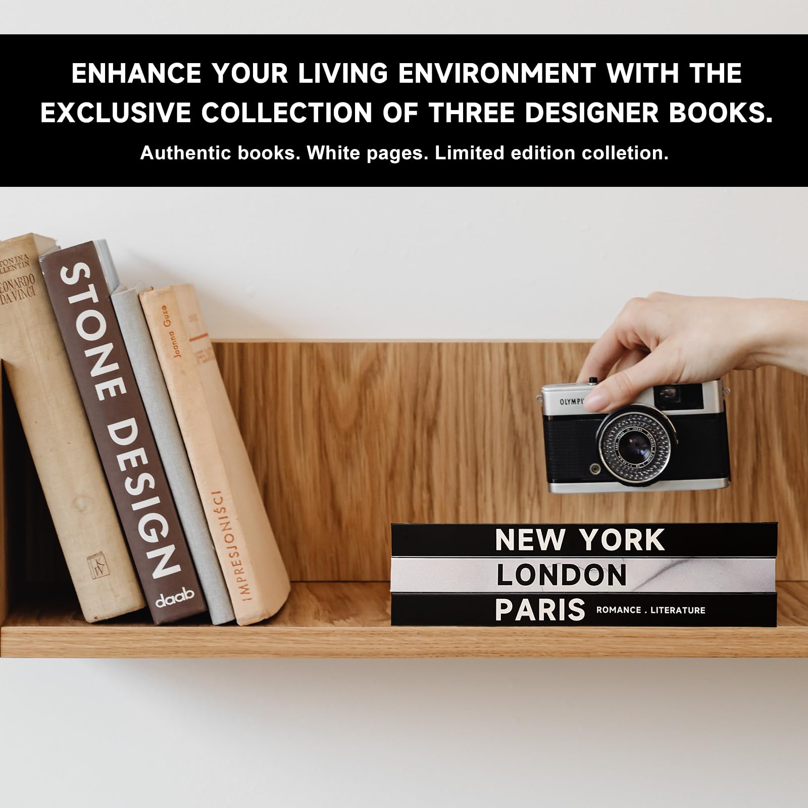3 Piezas Libro Decorativo de Moda, Libros Decorativos Modernos de Tapa Dura, Decoraciones Apiladas Libros de Decoración para la Decoración del Hogar Estantería Mesa de Centro Estantes