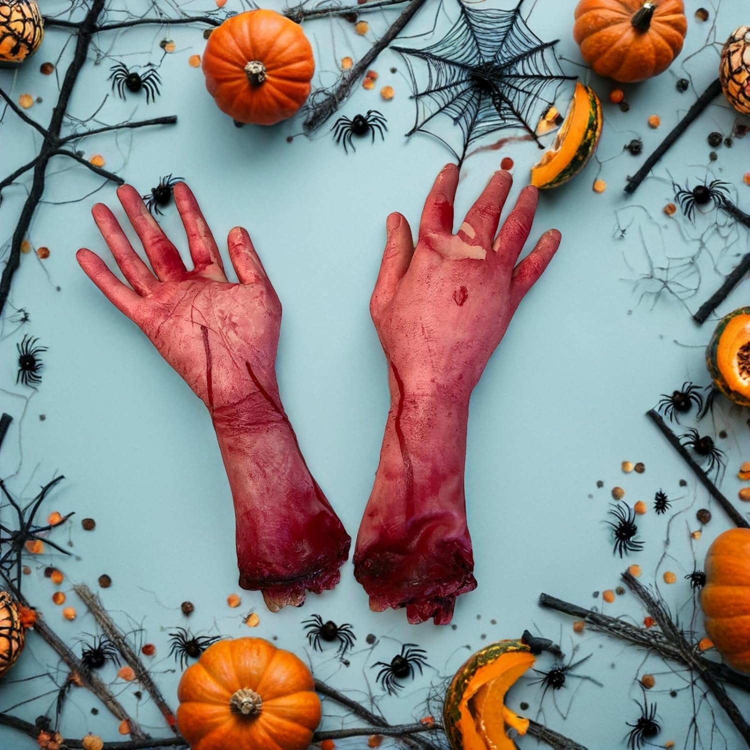 NUOBESTY Broken Hand Halloween Decoration Severed Limb Prop Realistic Bloody Dead Hand for Party Scary Home Display 11.8 Inch