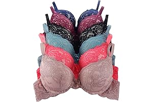 Women Bras 6 Pack of Double Push-Up Lace Bra B/C Cup